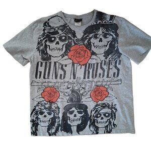 Guns N' Roses Skull Design Graphic Print Unisex T-shirt Size Large
